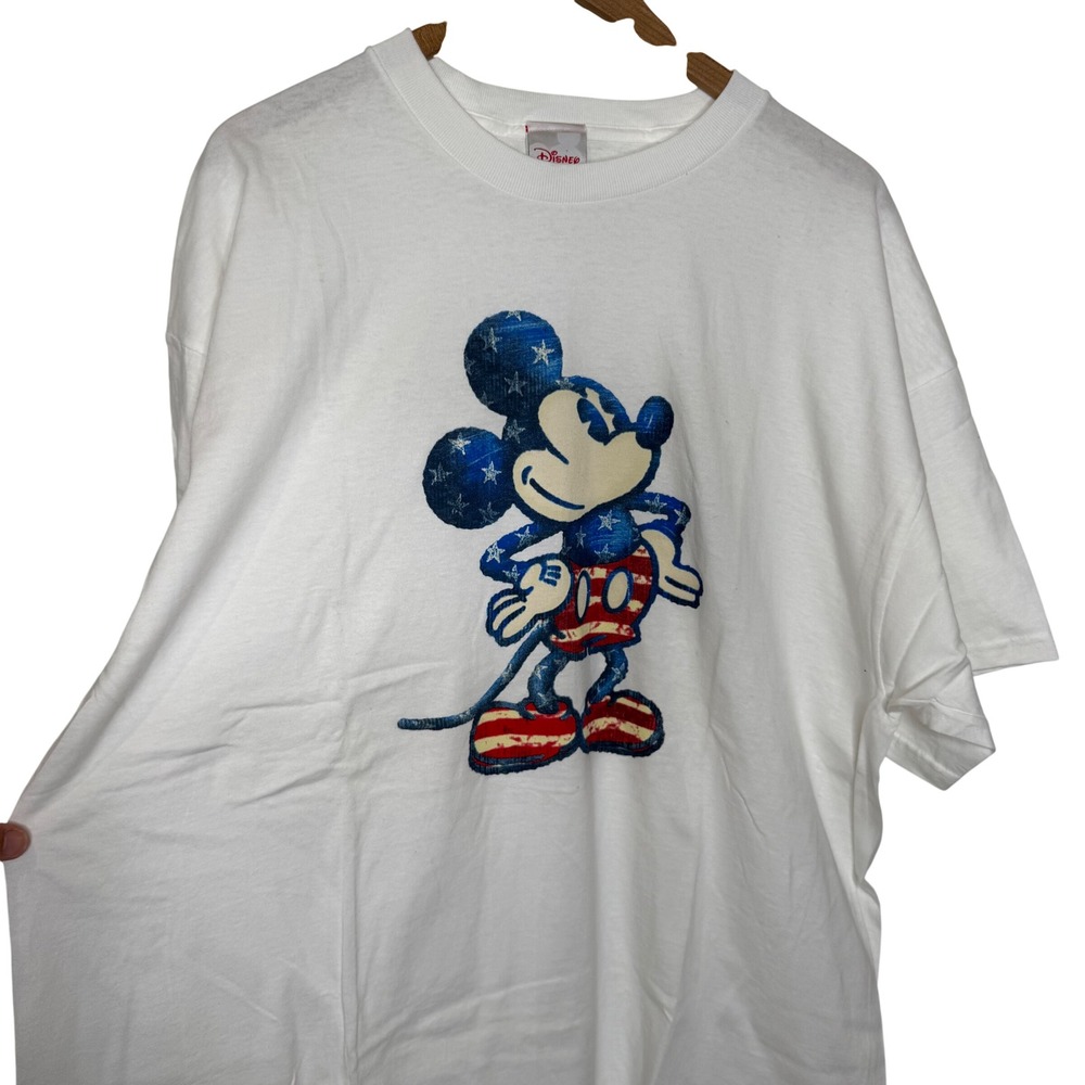 Disney Store Mickey Mouse T-Shirt Mens XXL White Patriotic Americana USA‎ Made